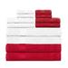 Ample Decor LLC Bathroom Towel Set of 12 Absorbent Soft Plush Fast Drying Terry Cloth/100% Cotton in Red/White | Wayfair CO-12-3001-3005