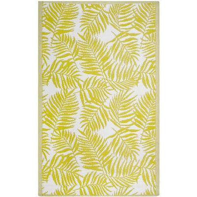 Outdoor Teppich Gelb Weiß Polypropylen 120 x 180 cm Palmen Jacquardgewebt Rechteckig Image