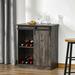 HOMCOM Industrial Sideboard Storage Cabinet, Serving Bar Buffet with Sliding Barn Door and 6-Bottle Wine Rack