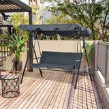 Outsunny Steel Porch Swing Garden Bench Chair 3 Person with Top Canopy, Grey - 67.75" L x 47.25" W x 60.25" H