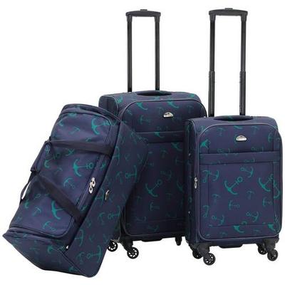Black Blue American Flyer Madrid 5 Piece Spinner Luggage Set 