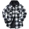 Men's Hooded Flannel Shirt Jacket (Size XXXXXL) White/Black, Cotton,Polyester