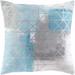 Sason 18" Square Modern Pillow plush Aqua/Gray/Light Blue/Light Gray/Metallic Silver/White/Silver Gray Throw Pillow - Hauteloom