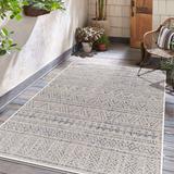 Khanjarah 7'10" Square Outdoor Farmhouse Moroccan Blue/Gray/Navy/Oatmeal/Off White/Pale Blue/Taupe/Medium Gray Outdoor Area Rug - Hauteloom