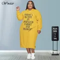 Grande Taille Robe L-5xl Femmes Hoodies Lettre Imprimer adt Casual Robe Poches Vêtements D'hiver