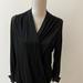 Anthropologie Tops | Anthropologie Nwot Long Sleeve Faux Wrap Styling, Satin Sleeves, Small | Color: Black | Size: S