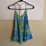Lilly Pulitzer Tops | Lilly Pulitzer Printed 100% Silk Swing Cami Sz Xs | Color: Blue/Green | Size: Xs