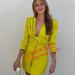 Zara Dresses | Bloggers Fav Zara Limited Edition Blazer Dress With Draped Neck | Color: Green/Yellow | Size: Xs