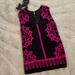 Free People Dresses | Hpfree People Dress W/Glass Beads Euc Size S | Color: Black/Pink | Size: S