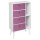 URBNLIVING 6 Sections White Small Bookcase 60x30x84cm + 4 Pink Drawer + White Legs