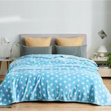 Super Soft Warm Plush Flannel Fleece Oversize Queen Blue Dots