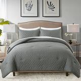 Solid Comforter Set with 2 Pillow Shams King Gray