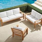 Calhoun 3-pc. Sofa Set in Natural Teak - Glacier, Glacier - Frontgate