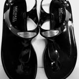 Michael Kors Shoes | Michael Kors Mk Plate Jelly Sandals In Black 5 | Color: Black | Size: 5