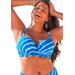 Plus Size Women's Ruler Bra Sized Underwire Bikini Top by Swimsuits For All in Blue Tie-dye (Size 42 F)