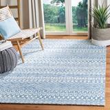 Blue/White 132 W in Indoor Area Rug - Charlton Home® Crelake Chevron Handmade Tufted Blue/Ivory Area Rug Cotton/Wool | Wayfair