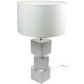 Lampe a poser pied céramique cubes blanc Luminaire salon bureau chevet