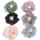 Têtes de fleurs en gaze de maille perlée pour bébés filles accessoires pour cheveux fleurs en