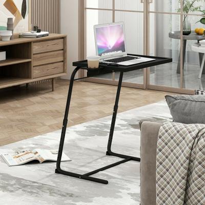 Folding TV Tray Laptop Table End Table Height Adjustable Cup Holder