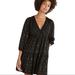 Madewell Dresses | Madewell Black Gold Metallic Jacquard Faux Wrap Dress Tiered Mini | Color: Black/Gold | Size: M