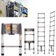 Ladders Extendable Telescopic 8.5FT/ 2.6M Ladder Heavy-Duty Multi Purpose Straight Attic Loft Ladder Portable Folding Stainless Steel Ladders, 9 Steps