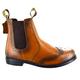 MENS CHELSEA ANKLE TAN LEATHER BOOTS SLIP ON DEALER BROGUE NEW SHOES SOLE SIZE