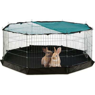 Relaxdays - Freilaufgehege, Boden, Netzabdeckung, 8 Gitter, Kaninchen, Meerschweinchen, Gehege hbt