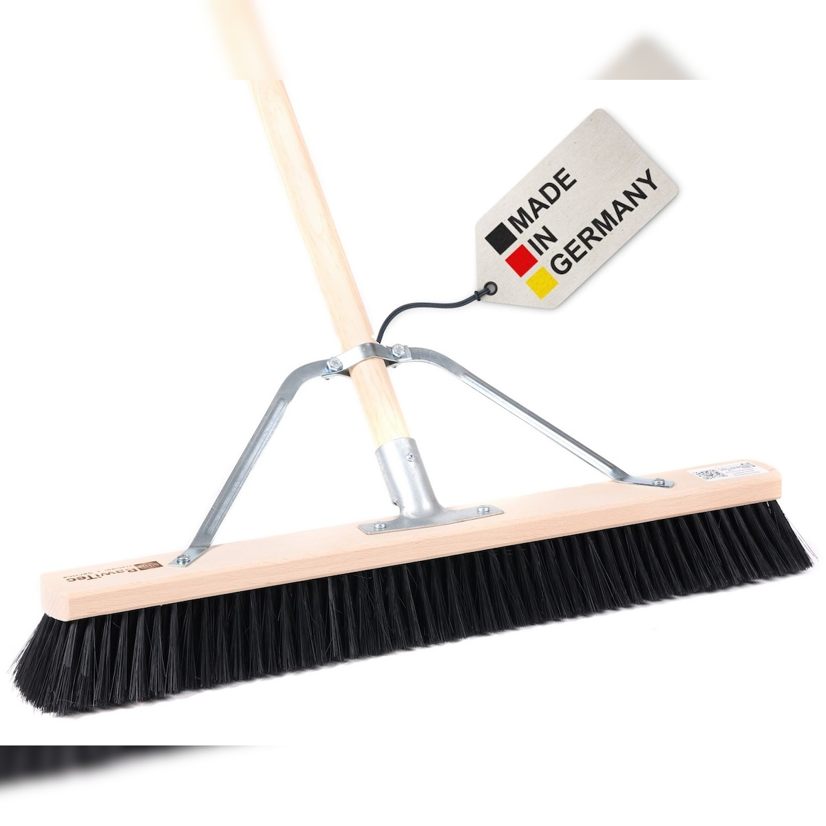 Stabiler Saalbesen 100cm Breit mit Stielstabilisator und Stiel 140cm Lang schwarze weiche Kunsthaar Borsten Kehrbesen Besen Image