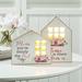 The Holiday Aisle® 2 Piece Wooden House Shaped Table Sign Set Wood in Brown/Pink/White | 9 H x 6 W x 1.5 D in | Wayfair