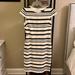 J. Crew Dresses | J Crew Fitted Midi Dress In Cream And Navy. Size 2 | Color: Blue/Cream | Size: 2