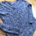 American Eagle Outfitters Sweaters | American Eagle Cable Knit Vneck Sweater Blue Sz S | Color: Blue/White | Size: S