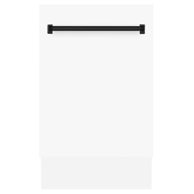 ZLINE Autograph Edition 18‚ Compact 3rd Rack Top Control Dishwasher in White Matte with Matte Black Handle, 51dBa (DWVZ-WM-18-MB) - ZLINE Kitchen and Bath DWVZ-WM-18-MB