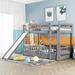 Twin-over-Twin Wooden Bunk Bed with Slide and Ladder