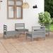 vidaXL 4 Piece Patio Lounge Set Gray Solid Pinewood - 25" x 25" x 24.6"