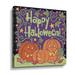 The Holiday Aisle® 2tav378a_Three Halloween Pumpkins I Gallery Wrapped Canvas, Glass in Indigo/Orange | 18 H x 18 W x 2 D in | Wayfair