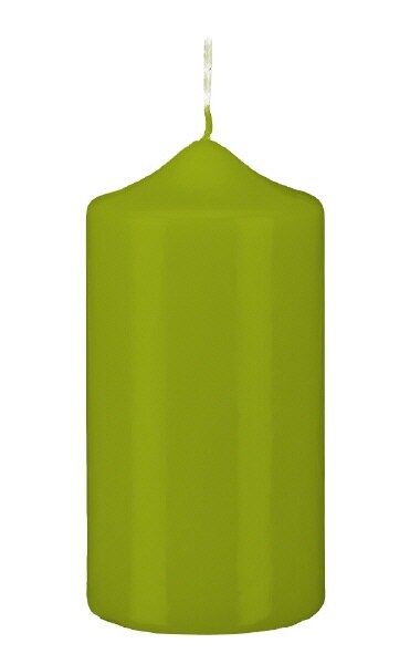 Kopschitz Kerzen Stumpen Kerzen Limonegrün 30 x Ø 8 cm, 6 Stück getauchte Stumpenkerzen mit Spitzkopf in RAL Qualität