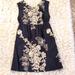 J. Crew Dresses | J. Crew Navy Shift Dress With Floral Pattern Embroidery - 2 | Color: Blue/Cream | Size: 2