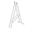 Günzburger Steigtechnik Vielzweckleiter aus Aluminium, mit nivello®-Traverse, rutschsichere Leiterschuhe, 2 x 12 Sprossen