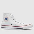 Converse classic leather hi trainers in white & red