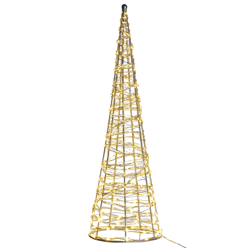 Outdoor Weihnachtsbeleuchtung LED Tannenbaum Silber Eisen 57 cm mit Stromanschluss Weihnachtsdeko für Innen Außen