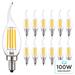 Luxrite Candelabra LED Light Bulbs 100W Equivalent 800 Lumens 7W CA11 Dimmable Damp Rated UL Listed E12 12 Pack