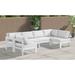 Ebern Designs Brith 120" Wide Outdoor U-Shaped Patio Sectional w/ Cushions Metal in Gray/White | 34 H x 120 W x 60 D in | Wayfair