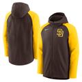 Men's Nike Brown/Gold San Diego Padres Authentic Collection Performance Raglan Full-Zip Hoodie