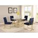 Everly Quinn Schacht 4 - Person Dining Set Glass/Upholstered/Metal in Yellow | 30" H x 54" L x 54" W | Wayfair 0763CA27836D48A5BAFCD4C9F0CCF95E