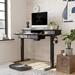 Inbox Zero Euri Height Adjustable Standing Desk Wood/Metal in Black | 50 H x 48 W x 24 D in | Wayfair 94FE6A0E97FA40749ECE16D02C5E0EBC