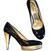 Michael Kors Shoes | Michael Kors Black Patent & Metallic Gold Platform Leather Heels | Color: Black/Gold | Size: 9.5