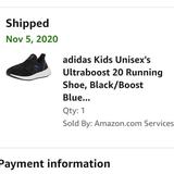 Adidas Shoes | Adidas Ultraboost 20 Kids Running Shoes. Black. Kids Sz 1. Good Used Condition | Color: Black | Size: 1b