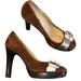 Michael Kors Shoes | Michael Kors Brown Suede Gold Buckle Toe Heels | Color: Brown/Gold | Size: 6