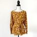 Anthropologie Tops | Anthropologie Size Large Long Sleeve Floral Blouse Shirt Burnt Orange | Color: Orange/White | Size: L