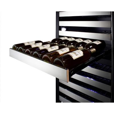 Commercially approved triple zone wine cellar for built-in or freestanding use with seamless stainless steel door and full-extension shelving - Summit Appliance SWCP1988T